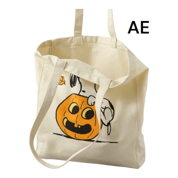 New American Eagle Snoopy Halloween Canvas Tote Bag |  💯 Cotton - Picture 3 of 7